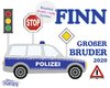 Polizei (804) Bügelbild Großer / Kleiner Bruder Aufbügler Bügeltransfer a5