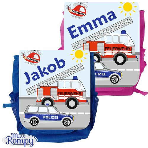 Feuerwehr (878) Rucksack mit Name Kinderrucksack Kindergarten Kindertasche